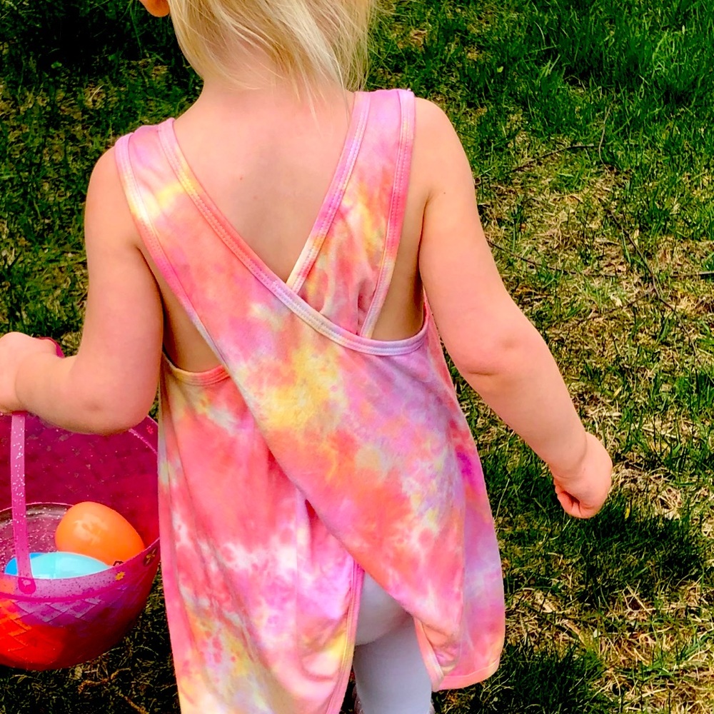Girls Little Moon Society Tie-Dye/ Open Back Top